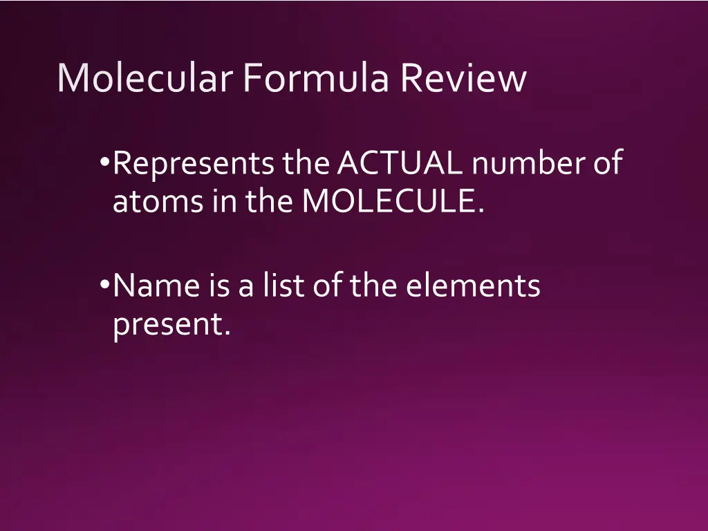 molecular formula review