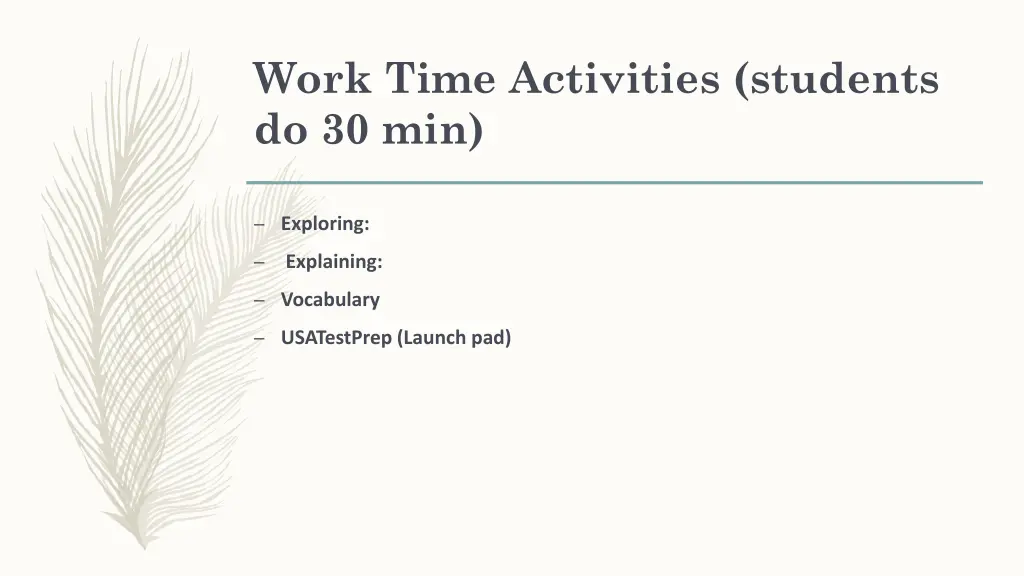 work time activities students do 30 min 1