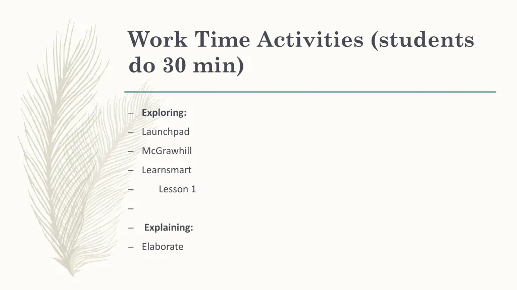 work time activities students do 30 min 3