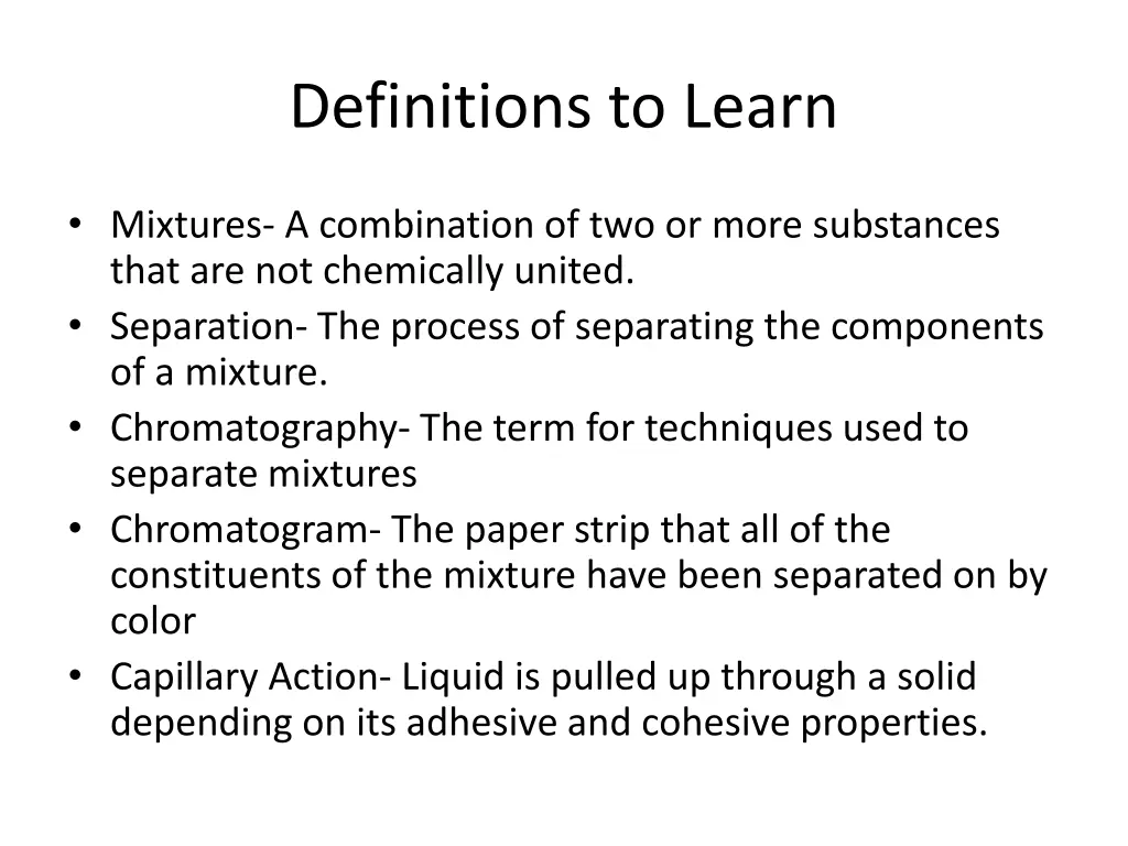 definitions to learn