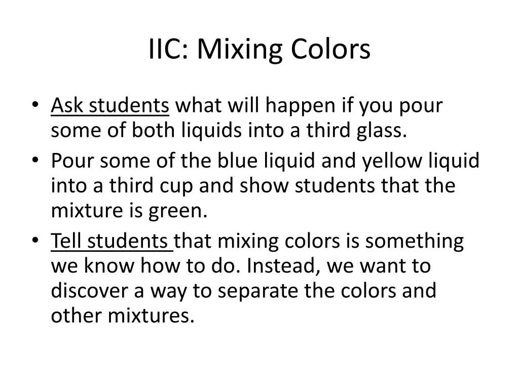 iic mixing colors