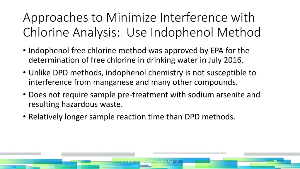 approaches to minimize interference with chlorine 1