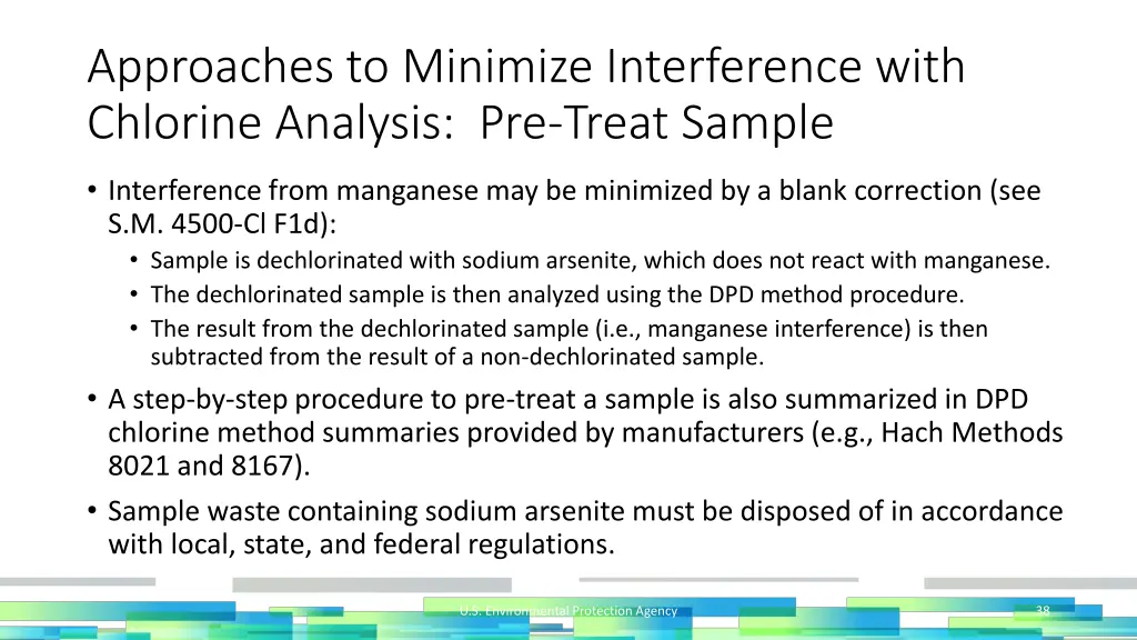 approaches to minimize interference with chlorine