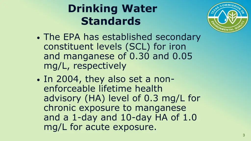 drinking water standards