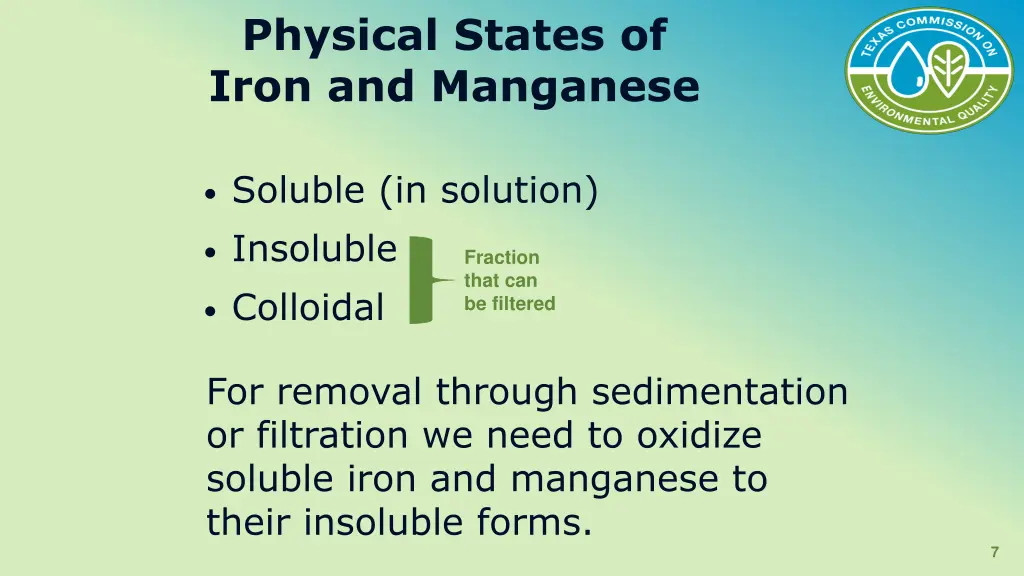 physical states of iron and manganese