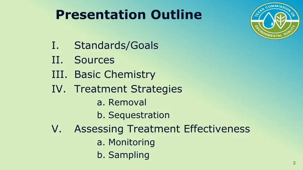 presentation outline