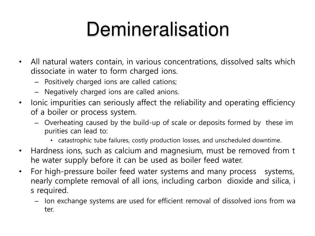 demineralisation