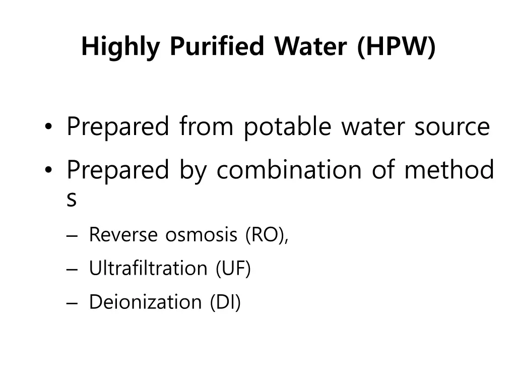 highly purified water hpw