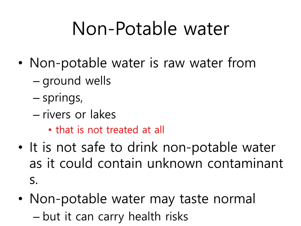 non potable water