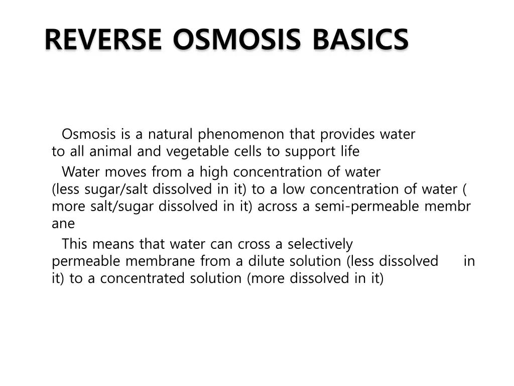 reverse osmosis basics