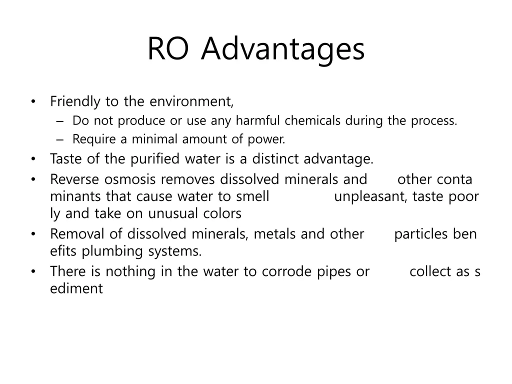 ro advantages