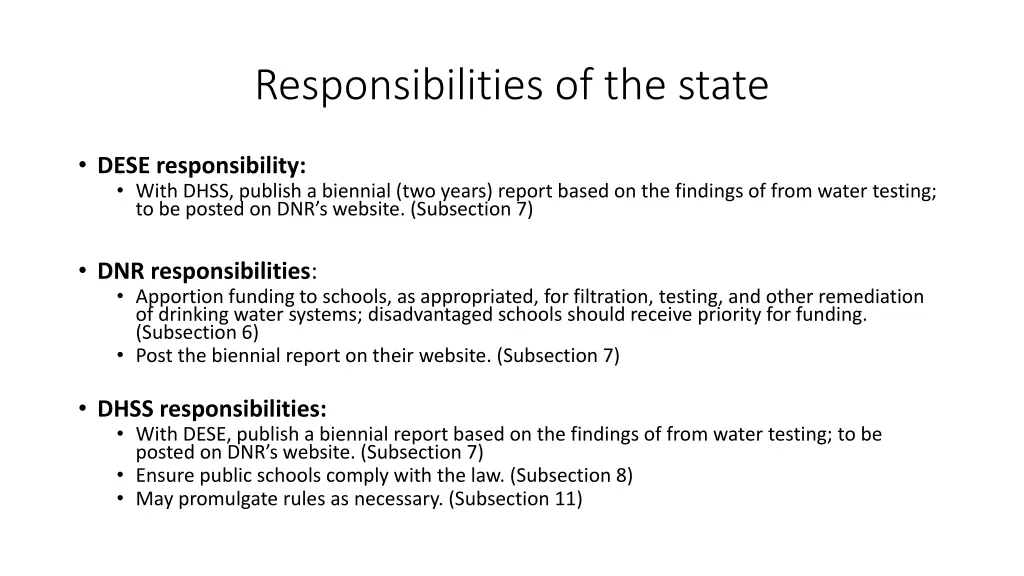 responsibilities of the state