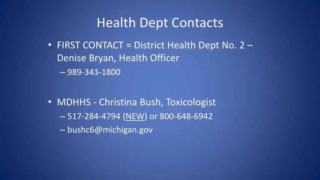 health dept contacts