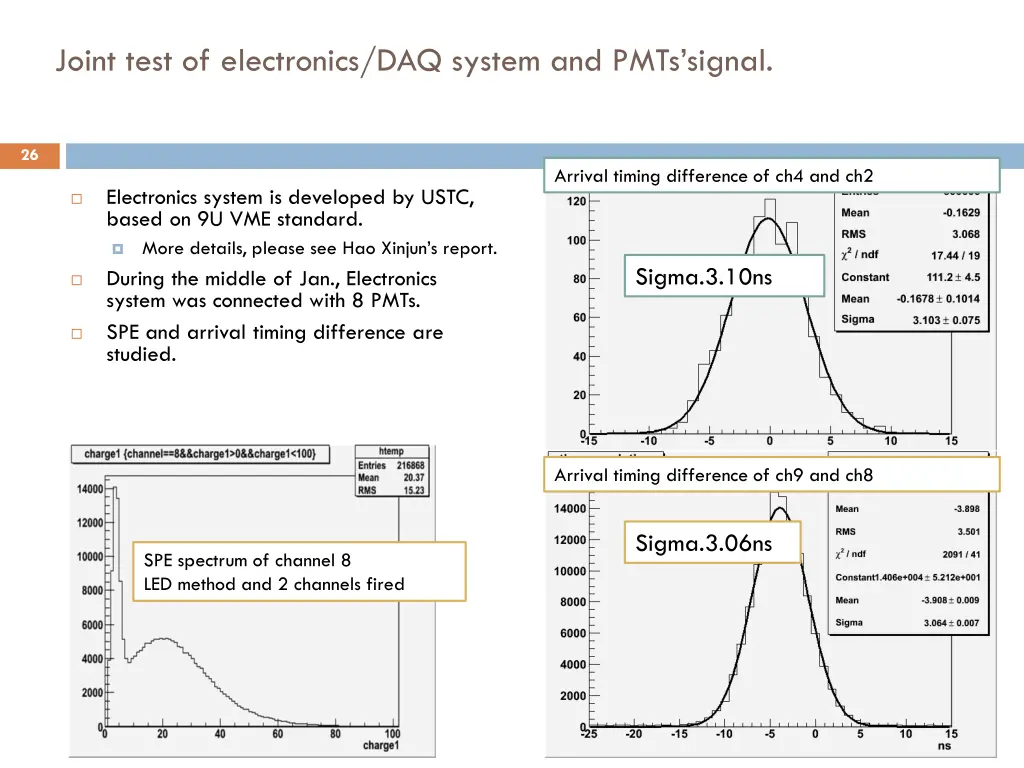 joint test of electronics daq system and pmts