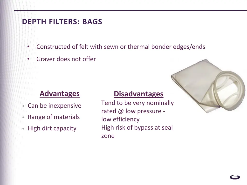 depth filters bags