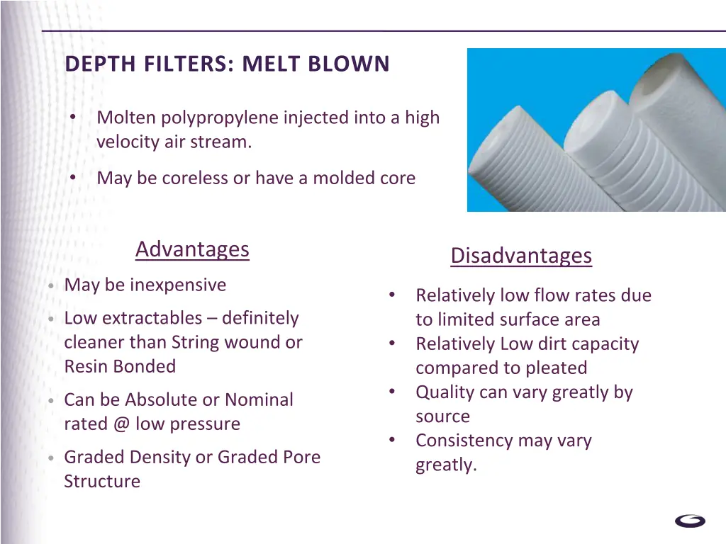 depth filters melt blown