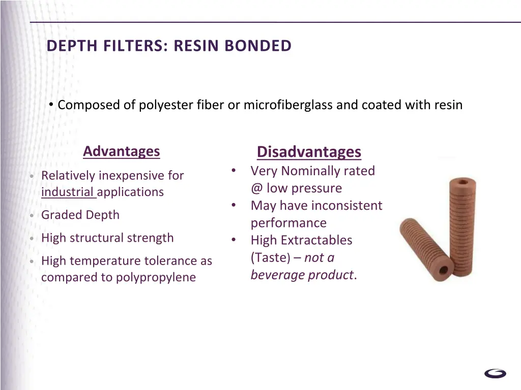 depth filters resin bonded