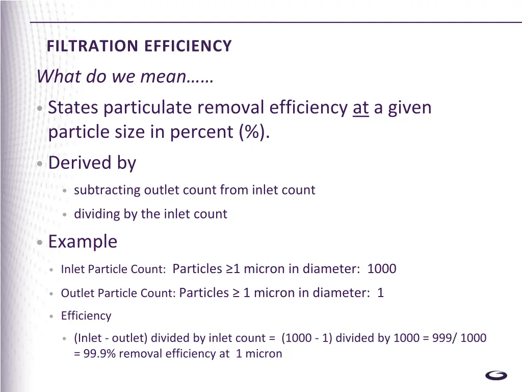 filtration efficiency 1