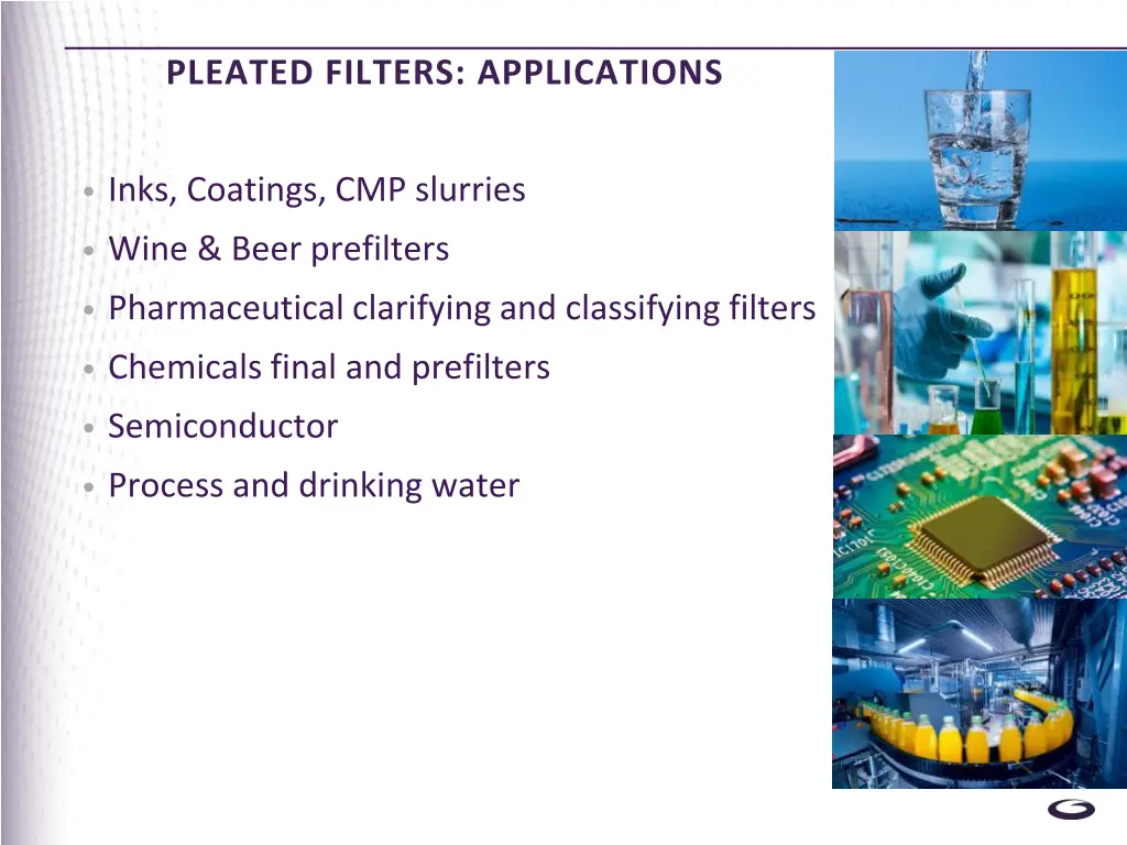 pleated filters applications