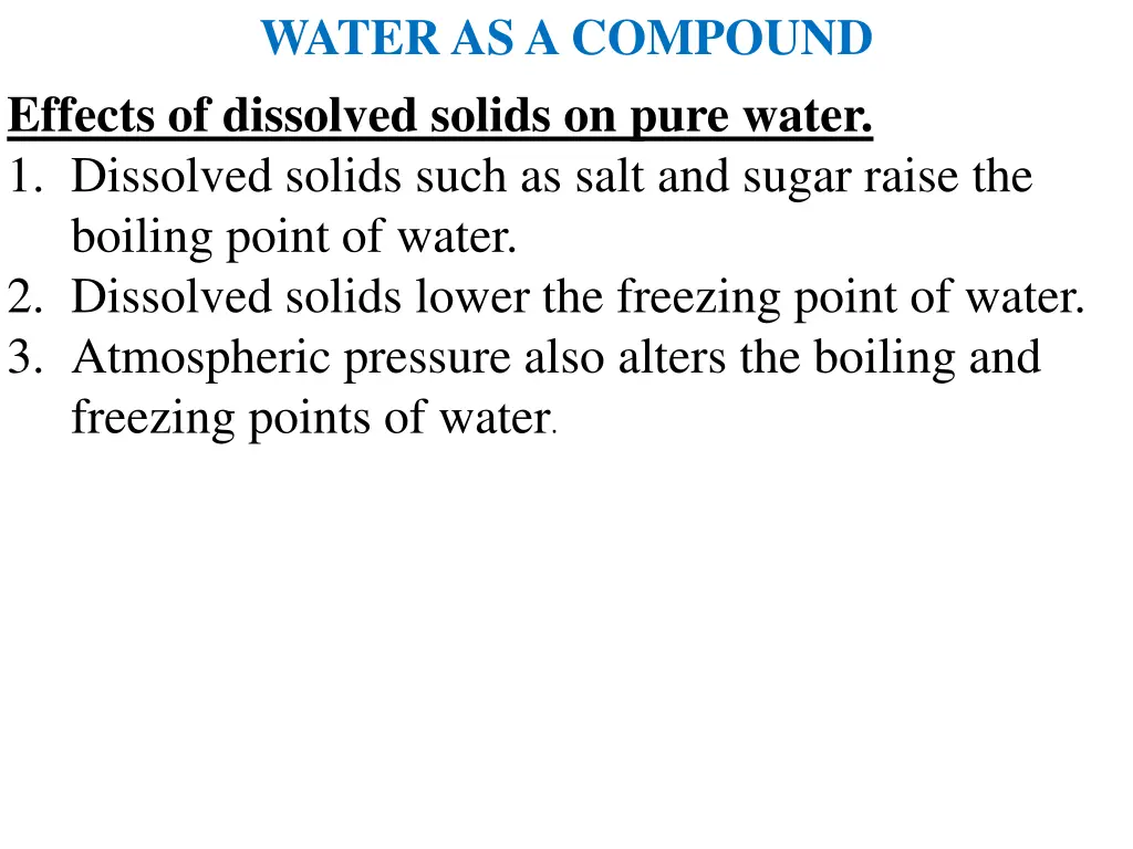 water as a compound effects of dissolved solids