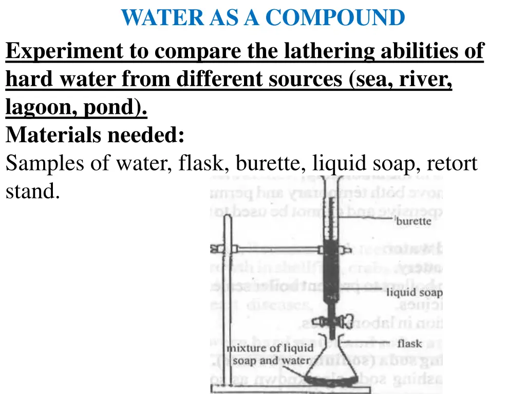 water as a compound experiment to compare