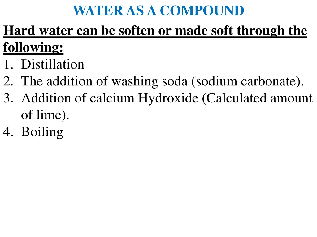 water as a compound hard water can be soften