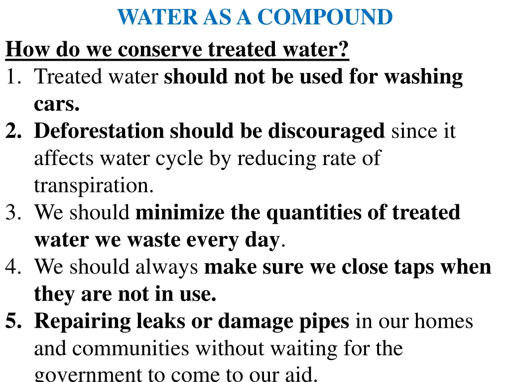 water as a compound how do we conserve treated