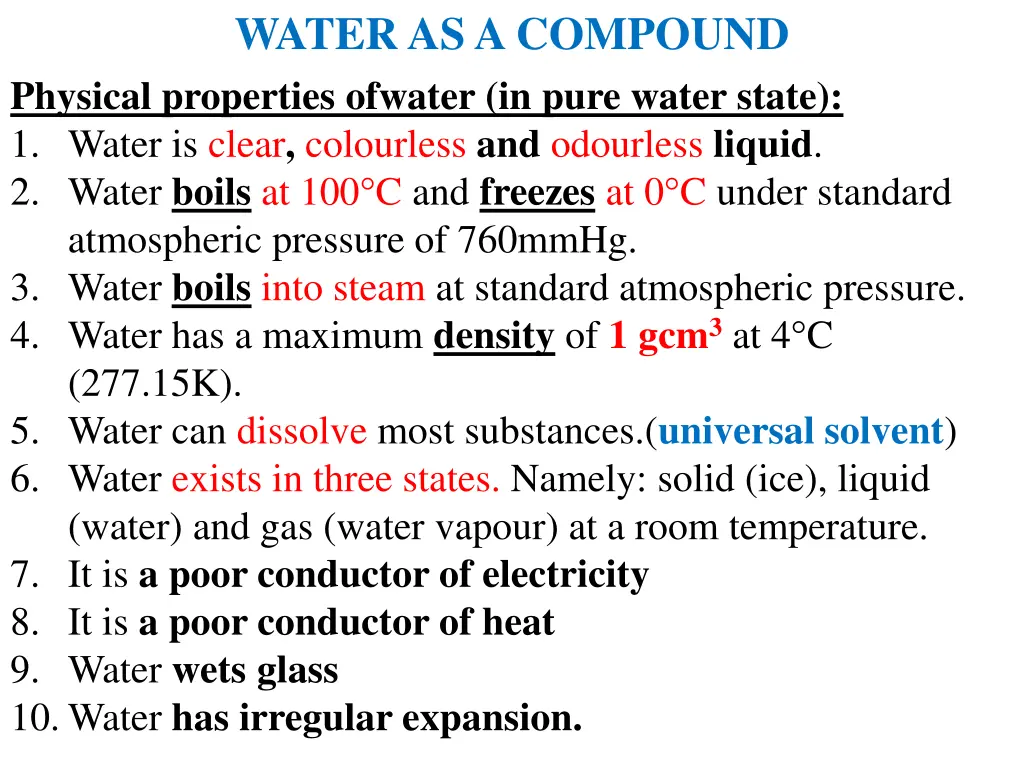 water as a compound physical properties ofwater