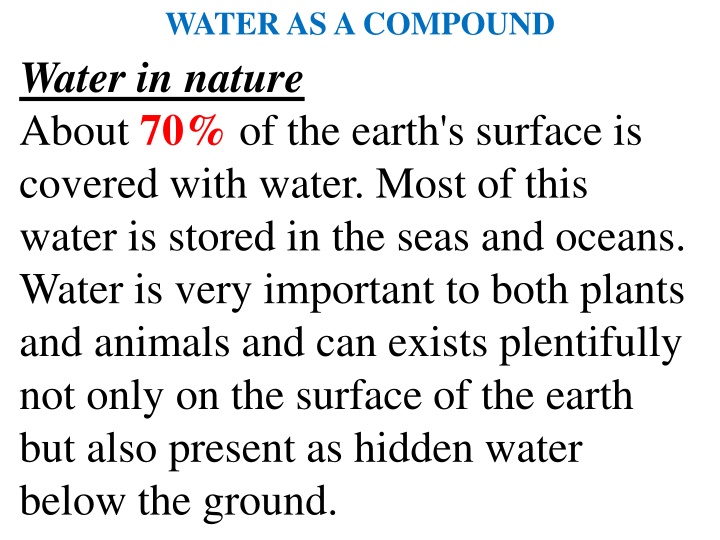 water as a compound water in nature about