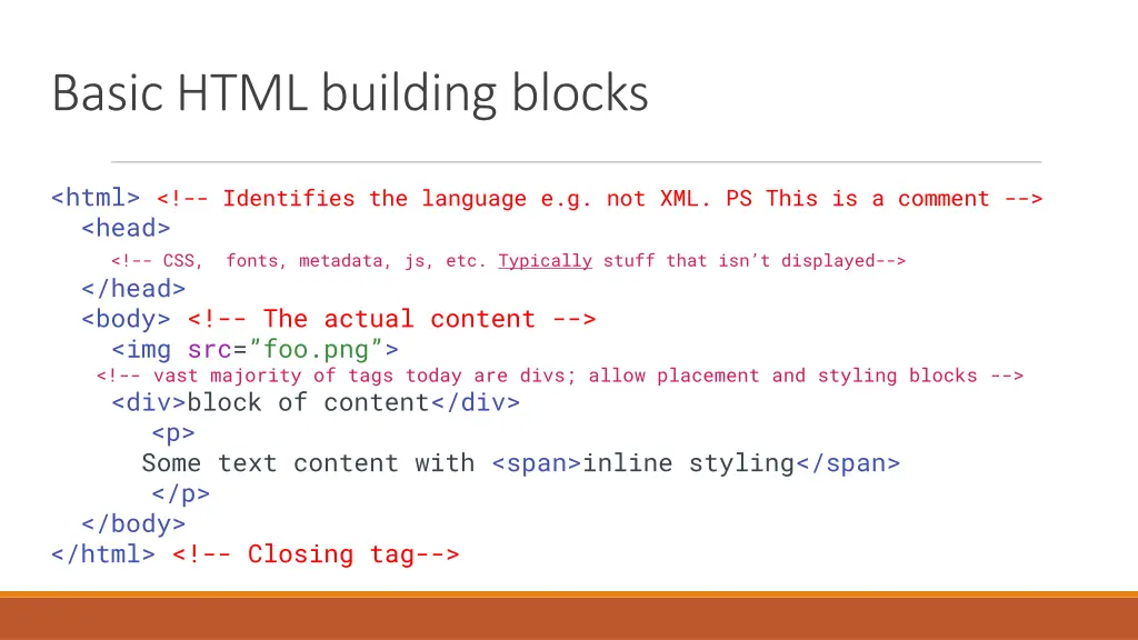 basic html building blocks