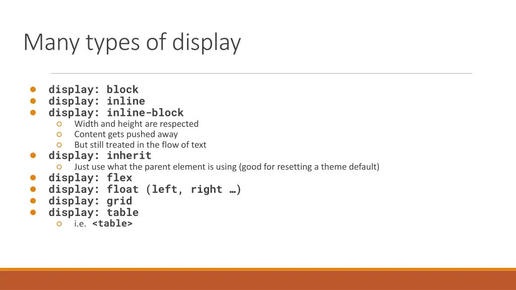 many types of display