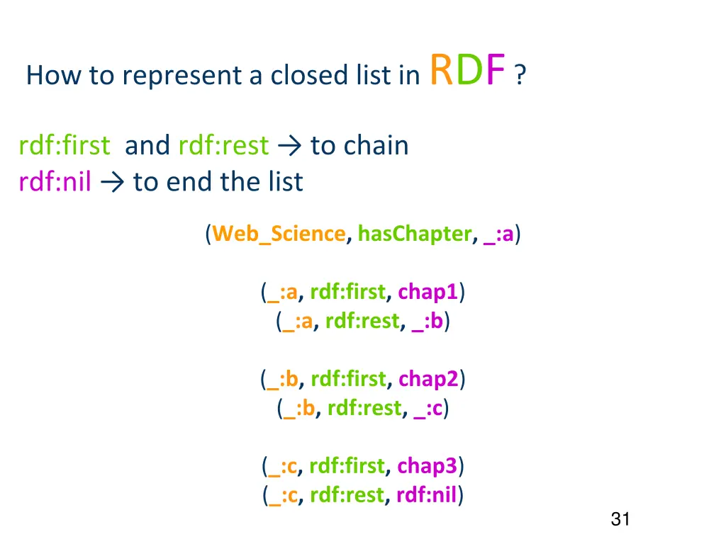 how to represent a closed list in rdf 1