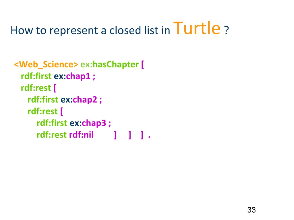 how to represent a closed list in turtle 1