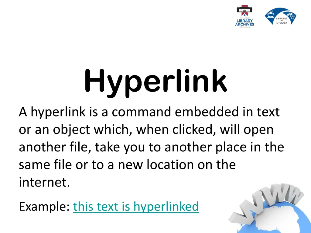 hyperlink a hyperlink is a command embedded