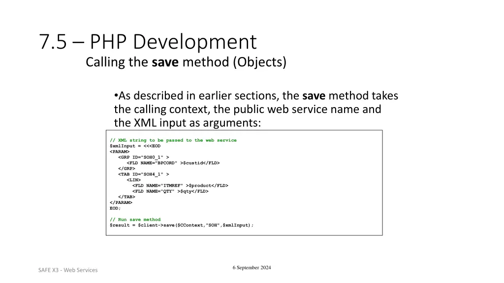 7 5 php development calling the save method