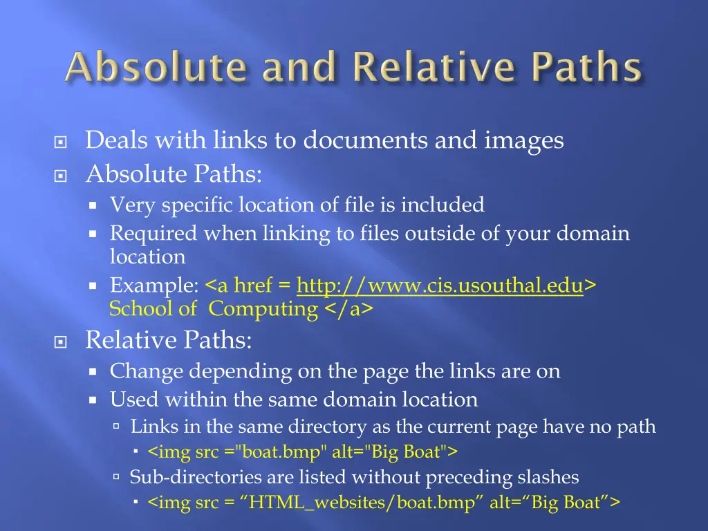 deals with links to documents and images absolute