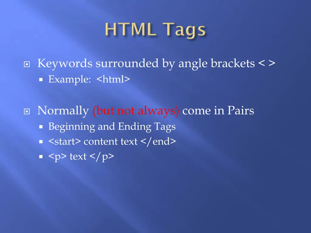 keywords surrounded by angle brackets example html