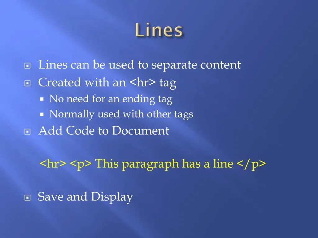 lines can be used to separate content created