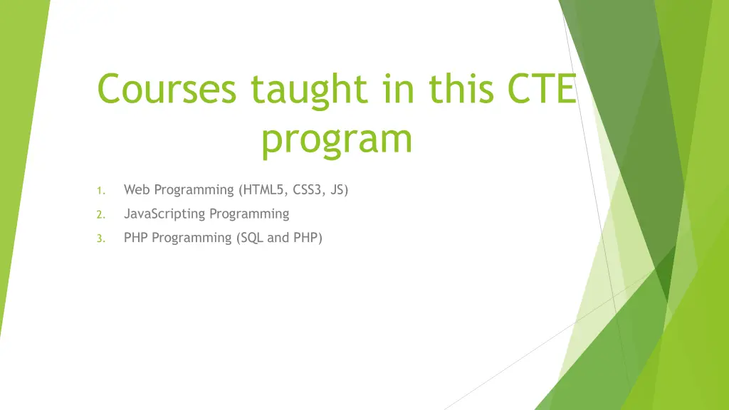 courses taught in this cte program