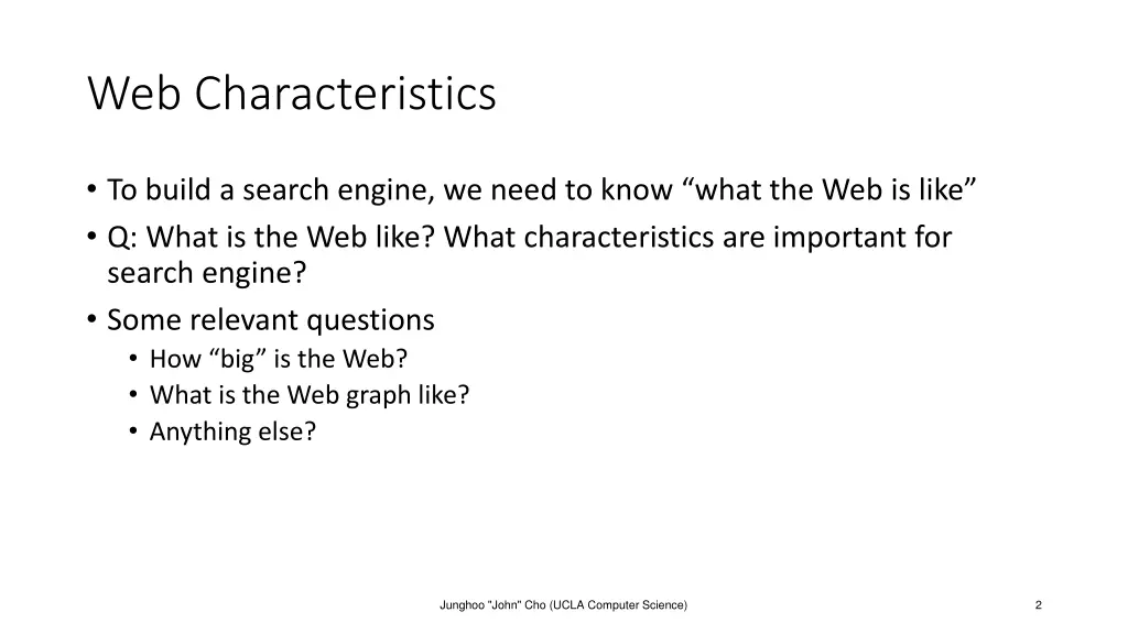 web characteristics