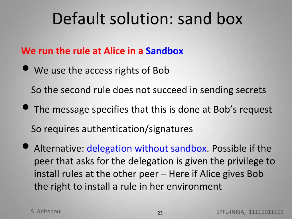 default solution sand box