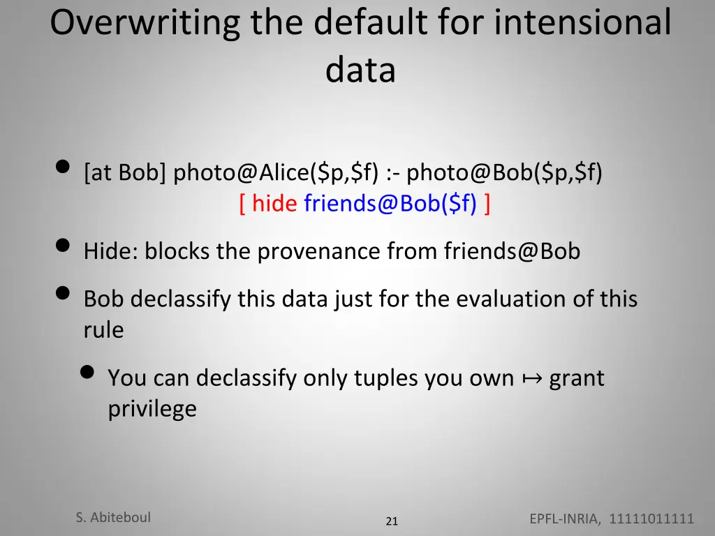 overwriting the default for intensional data 1