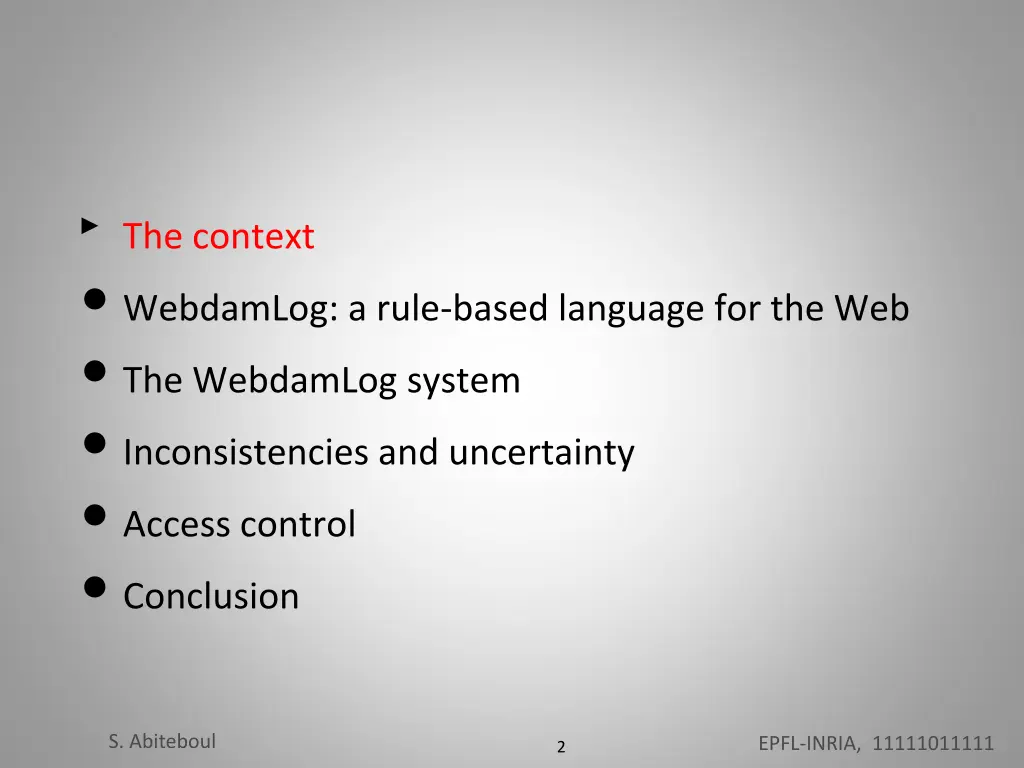 the context webdamlog a rule based language