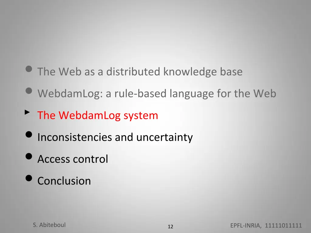 the web as a distributed knowledge base webdamlog