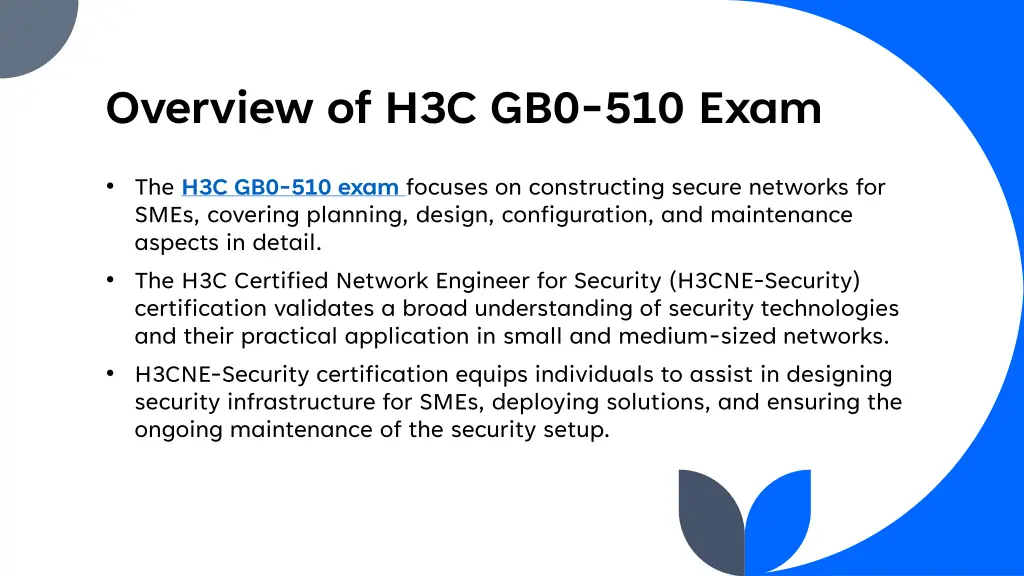 overview of h3c gb0 510 exam