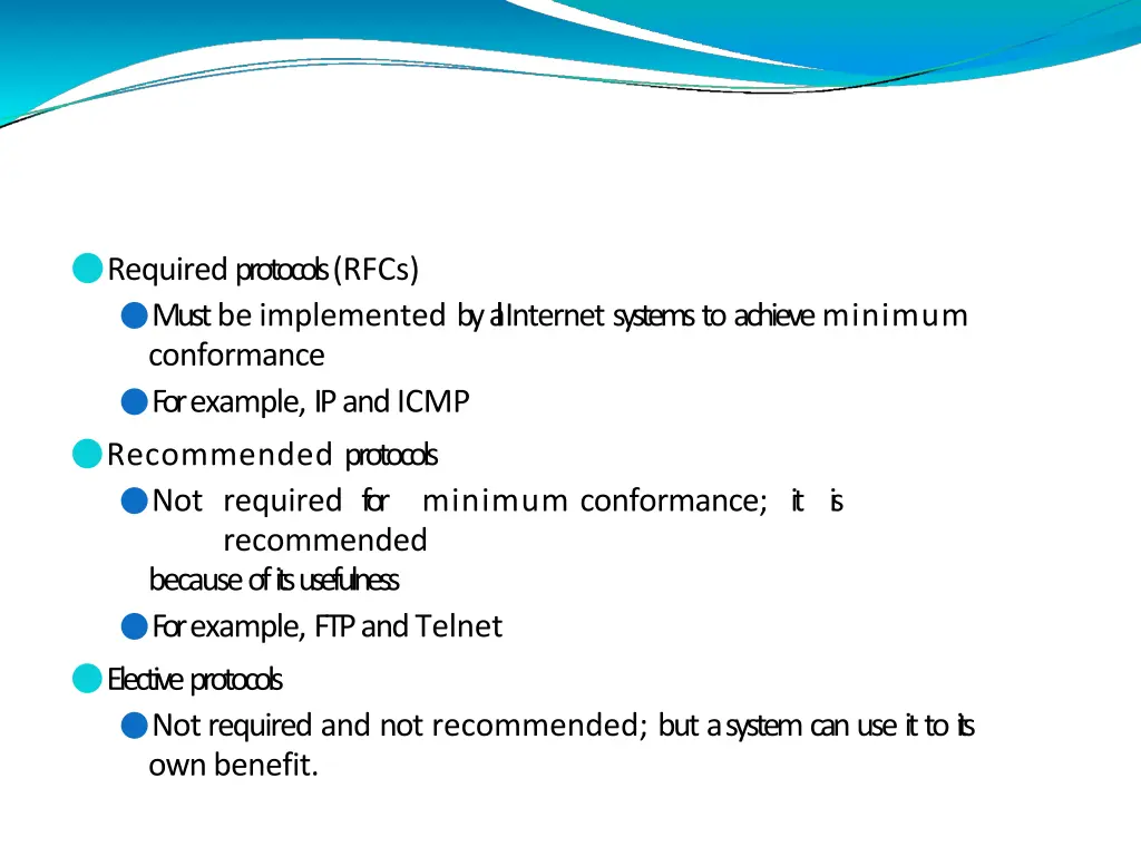 required protocols rfcs must be implemented