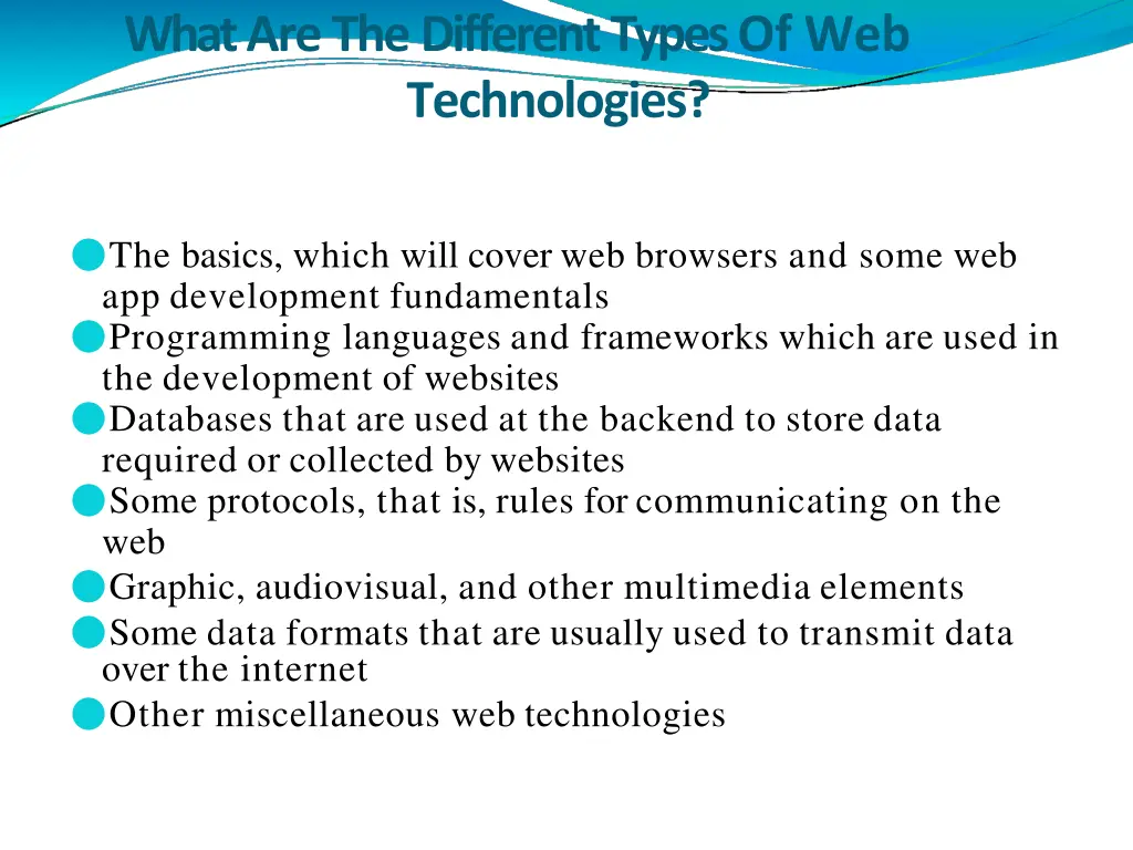 what are the different types of web technologies