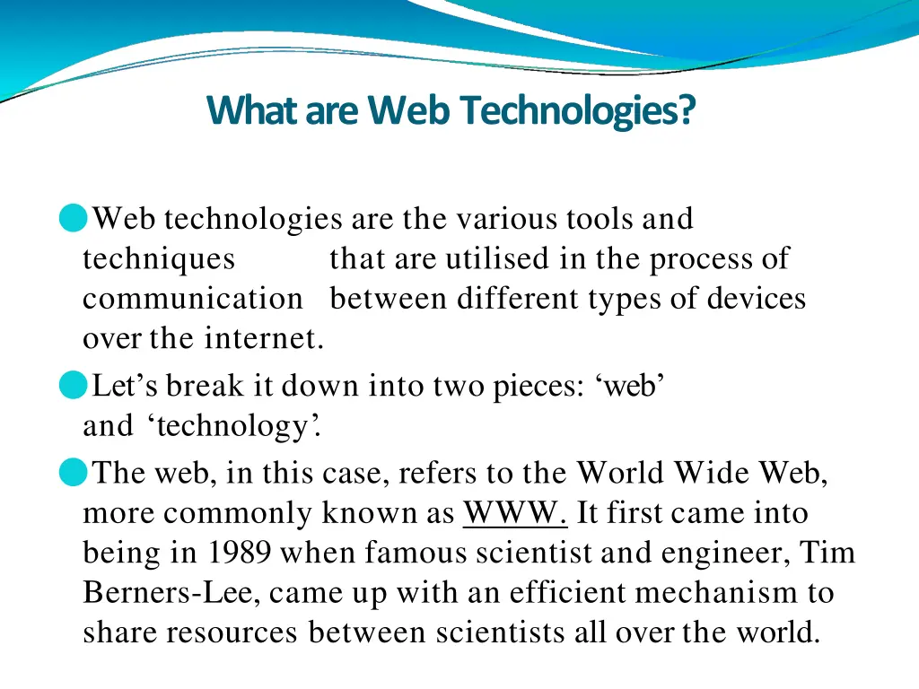 what are web technologies