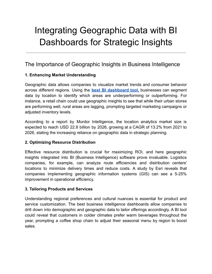 integrating geographic data with bi dashboards