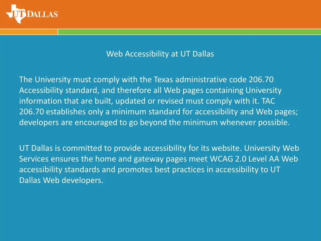 web accessibility at ut dallas